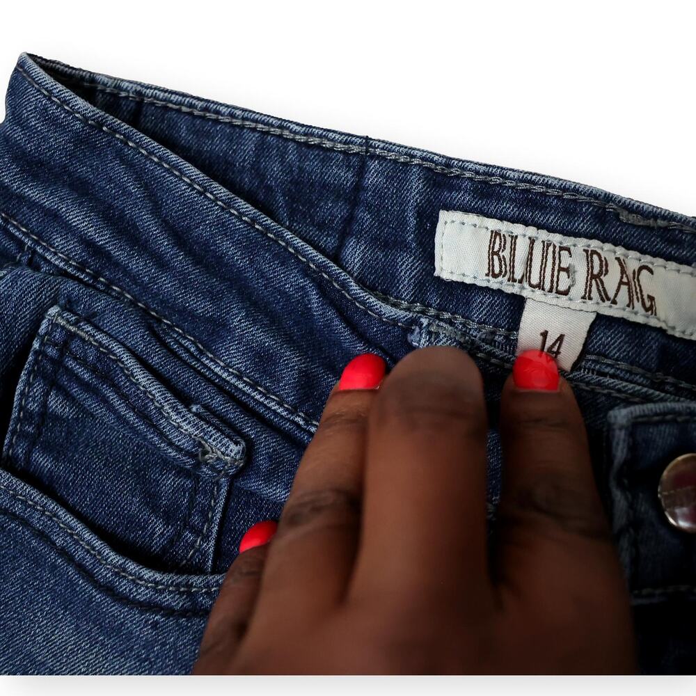 Blue Rag Girls Blue Denim Medium Wash Jeans 14 - Picture 5 of 11